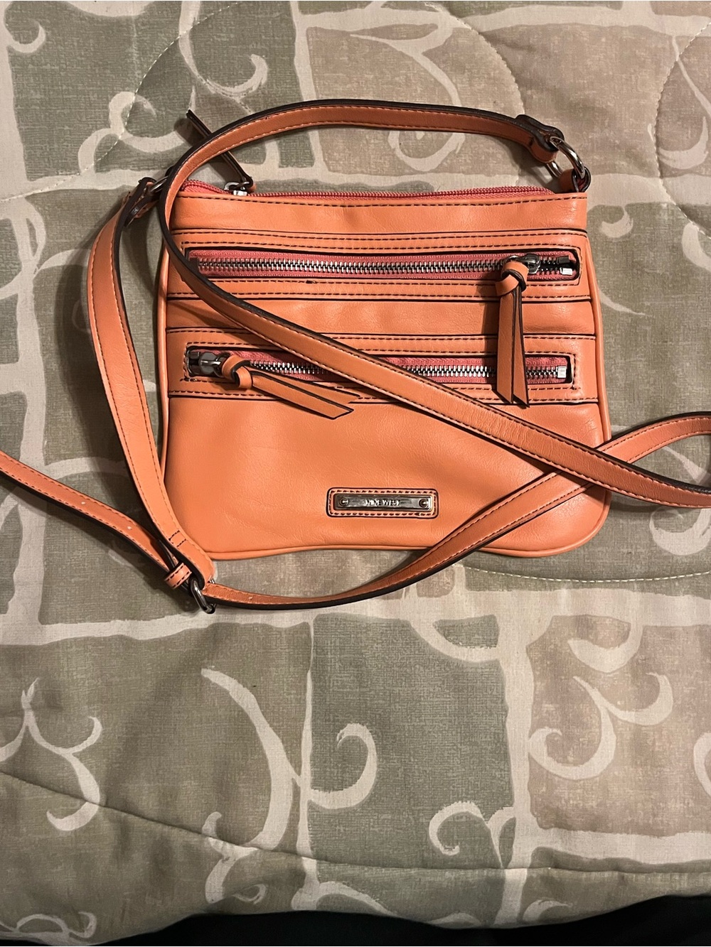 Nine West Orange Crossbody Bag with Zip Details